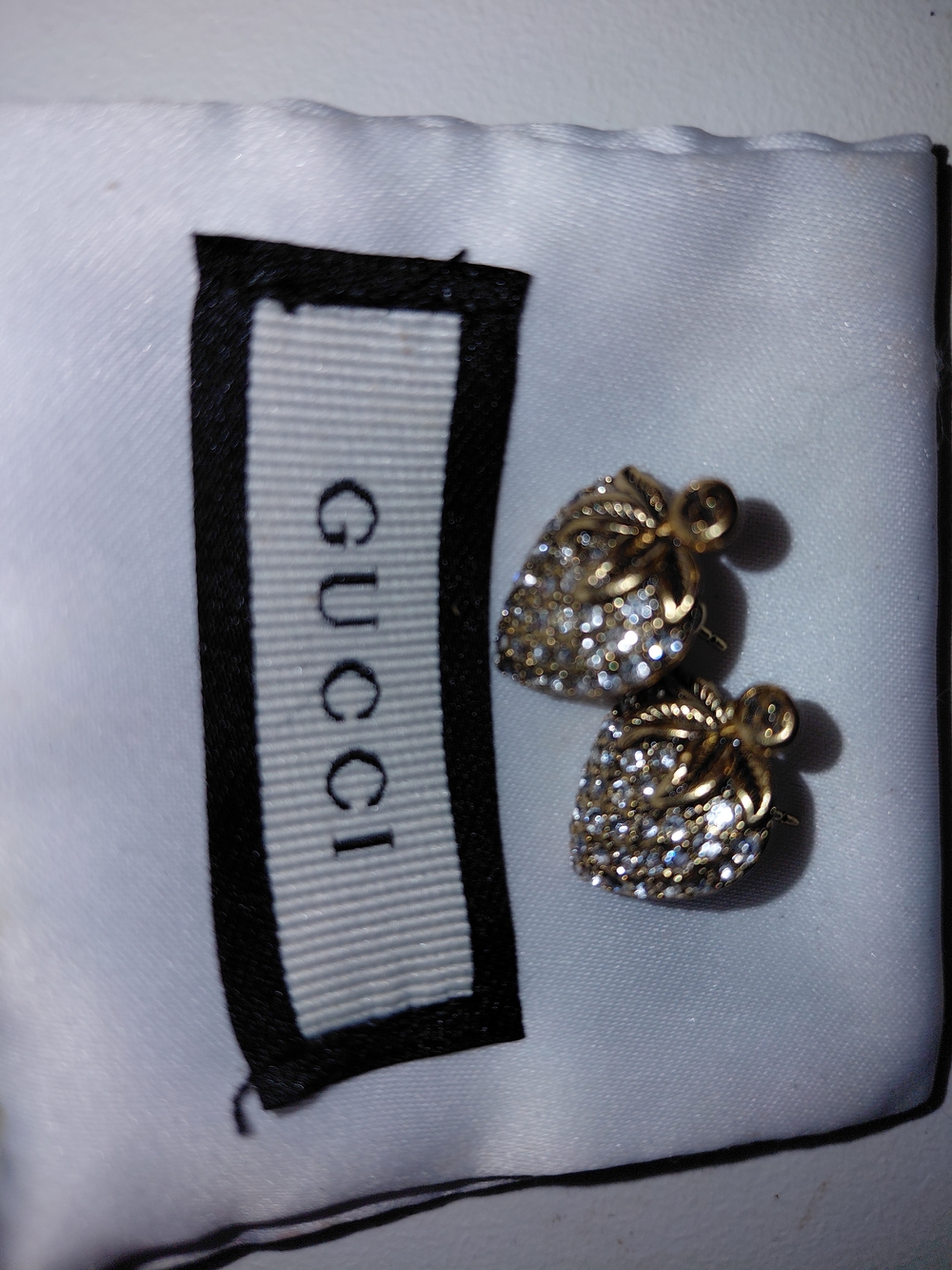 Gucci Gold-tone Crystal Strawberry Stud Earrings